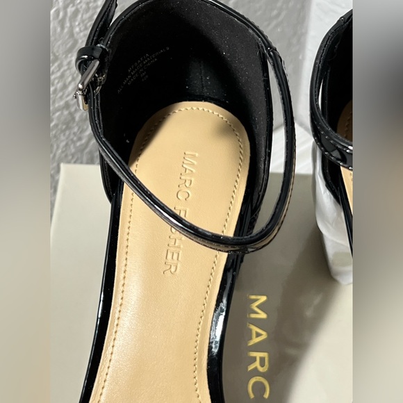 Marc Fisher women’s safia Glitter block Heels open toe ankle strap black size 8‎ - Picture 4 of 14